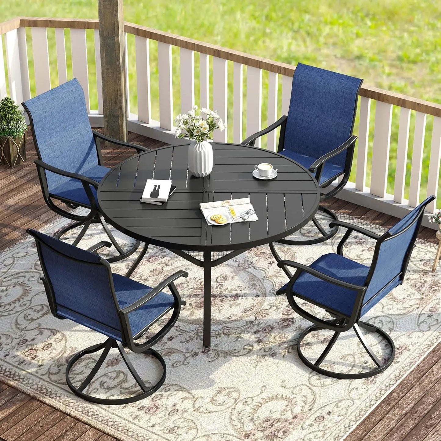 Outdoor Patio Dining Set For Four With Round Table