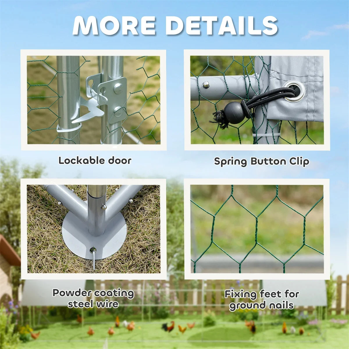 Metal Chicken Coop Small Animal Cage Large Ferret Accessories Rabbit House Galvanized Steel Structure