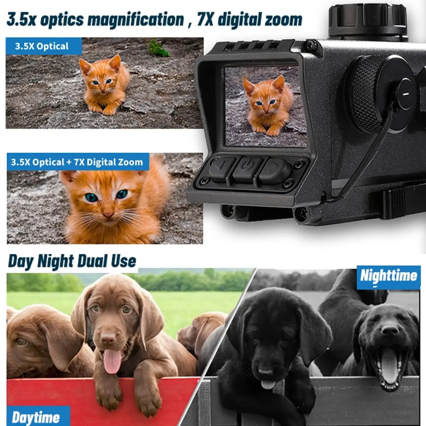 Digital Night Vision Scope for Hunting, Audio & Video Recording Camera Function, 850nm Night Vision Monocular, 4 Imaging Modes