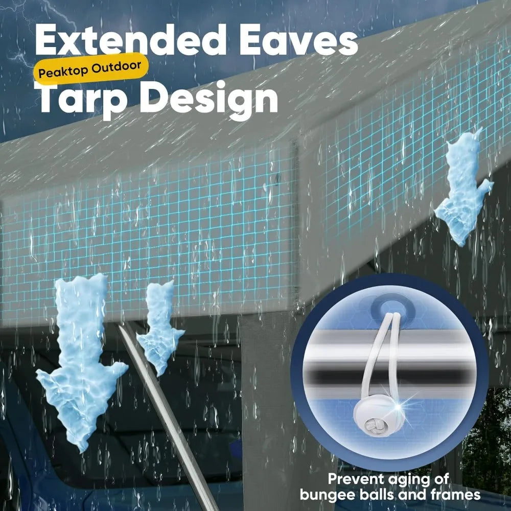 12x20 Feet Heavy Duty Carport With Removable Sidewalls