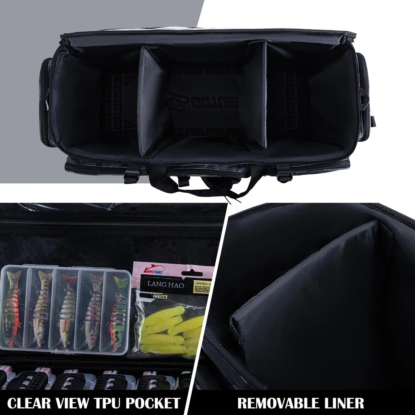 Goture Large Capacity Fishing Tackle Bag Waterproof EVA Hard Bottom