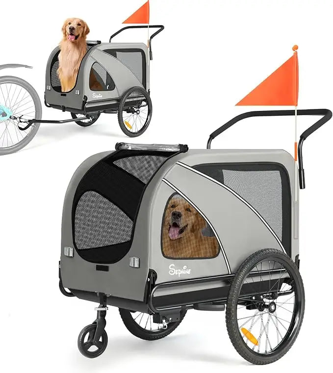 Dog Bike Trailer Two In One Stroller Carrier Up To 88 Lbs
