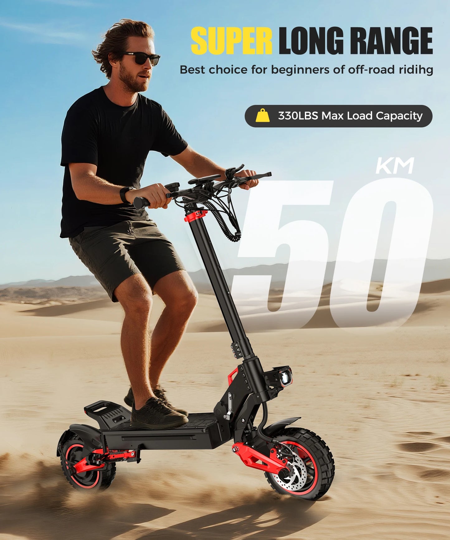 1600W Off Road Electric Scooter Foldable 28MPH 30 Mile Range
