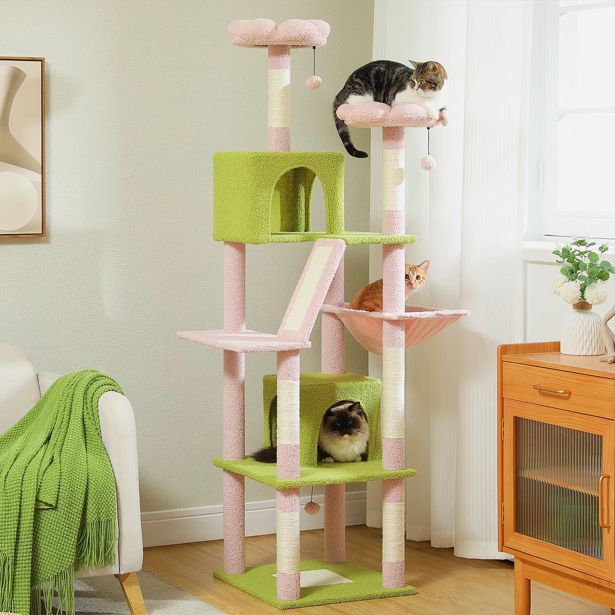 H180CM Large Cat Tree Indoor Tall Tower Plush Sisal Post
