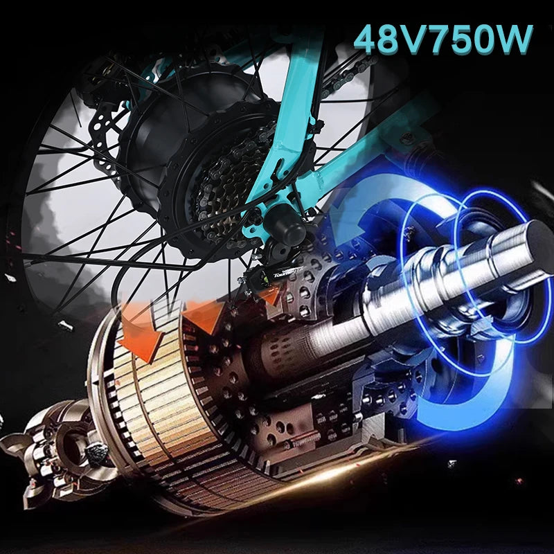 AKEZ 750W Retro Electric Bike With 48V 13Ah Battery Fat Tire For Adults Vintage Style