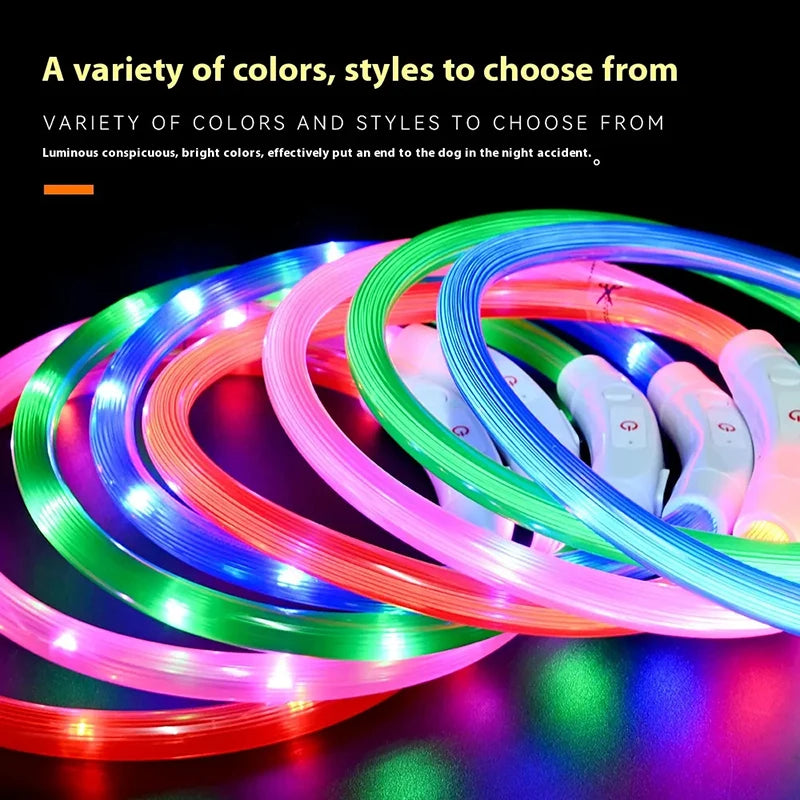 Led Dog Collar USB Rechargeable Luminous Pet Accessory with 3 Modes Glowing Light for Safety and Loss Prevention
