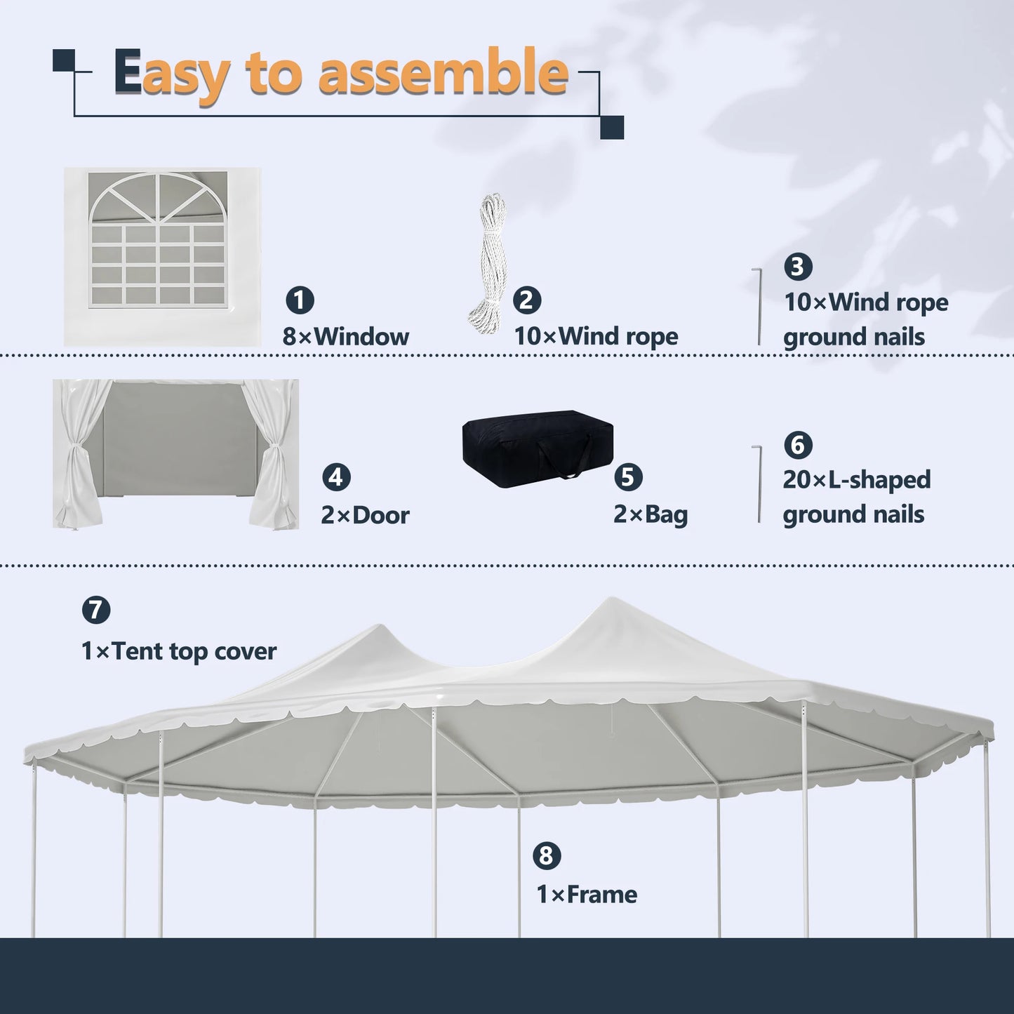 LZBEITEM Party Tent 29x21ft Canopy With Removable Sidewalls