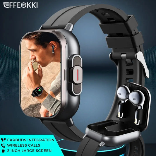2 in 1 Built in Smartwatch with Earphone Multi Sport NFC Call Smart Watch with Earbuds Headphone for iPhone and Android Smartphone