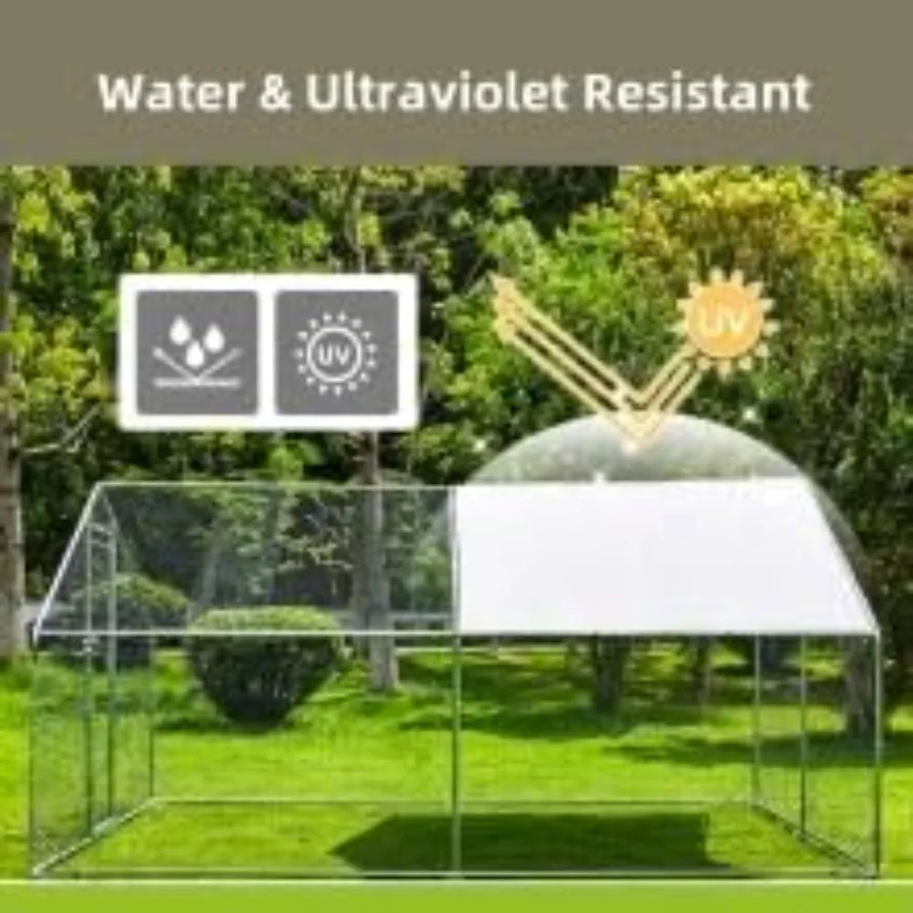 Spire Shaped Metal Chicken Run Outdoor Walk In Coop