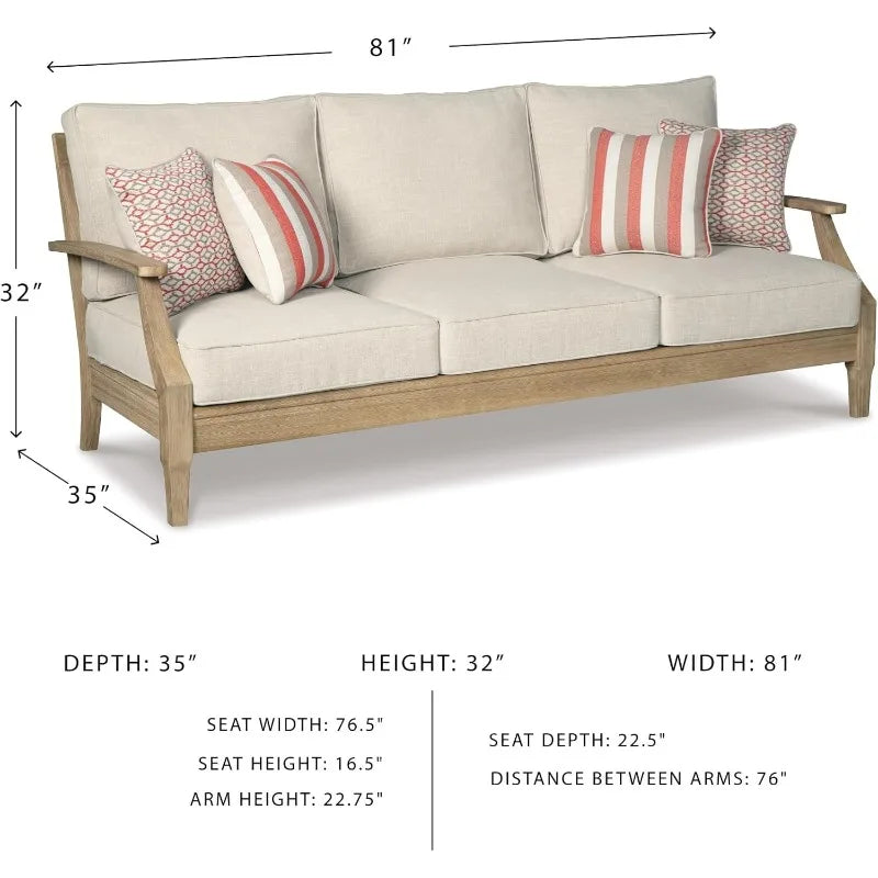 Signature Design by Ashley Coastal Outdoor Eucalyptus Sofa With Cushions
