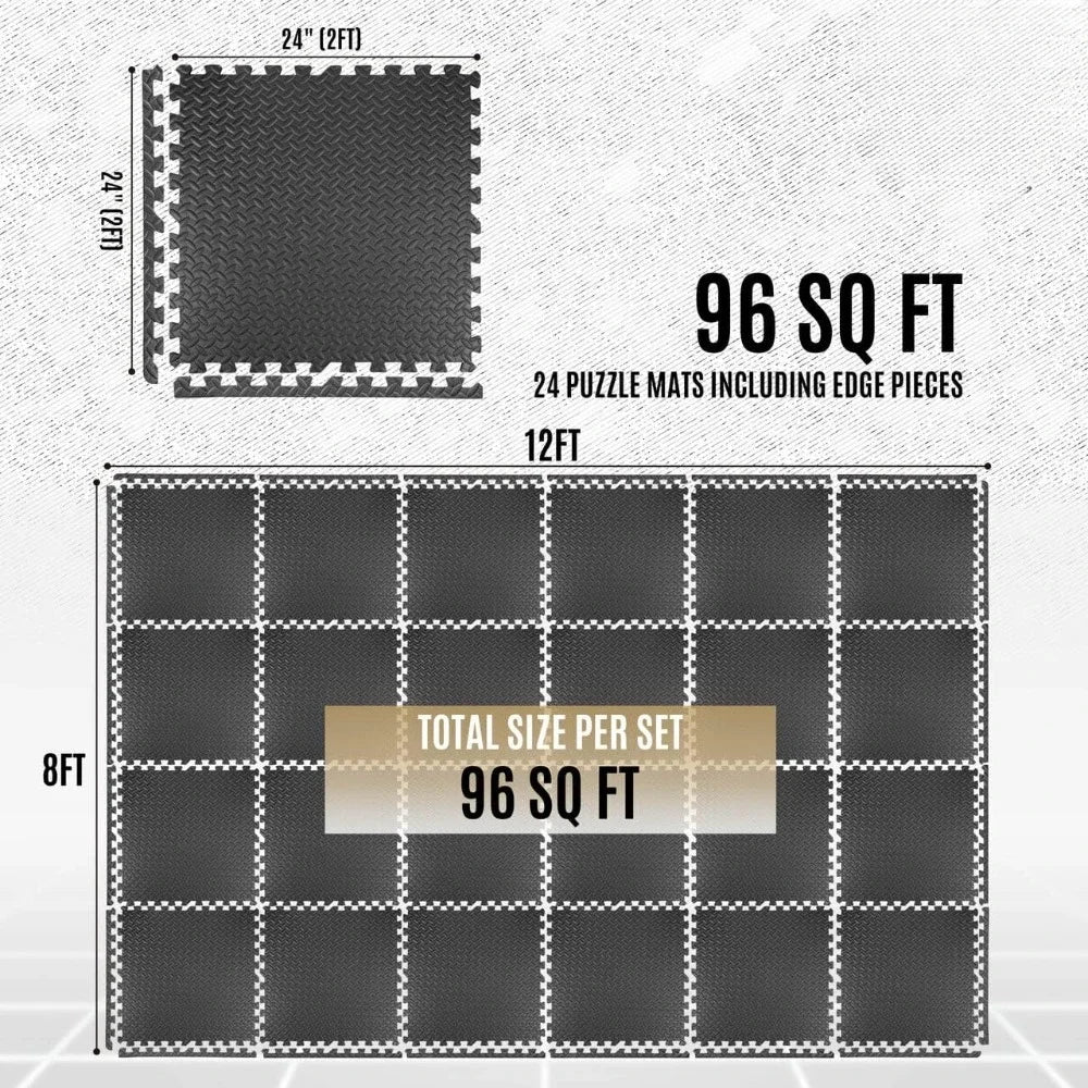 Interlocking Exercise Foam Mats 3/4 Inch Thickness Gym Flooring Tiles Extra Thick EVA Foam Fitness Equipment Mat