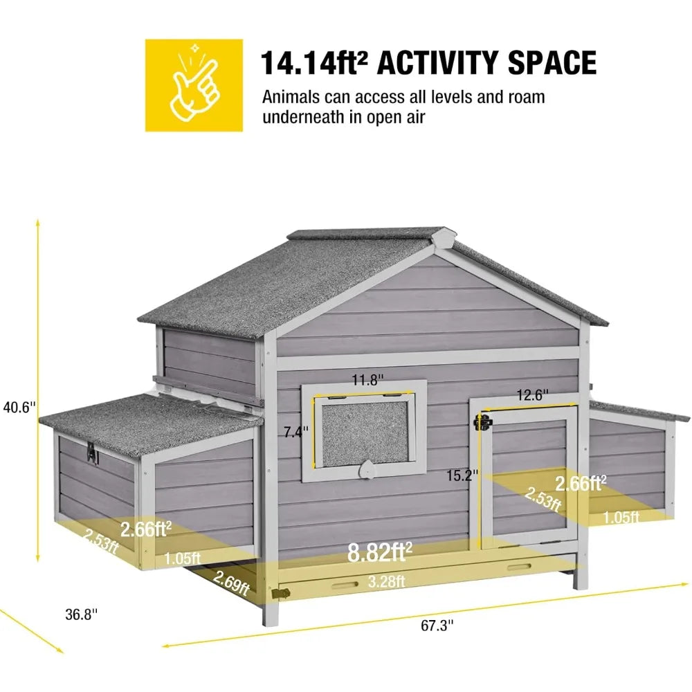 Chicken Coop With Dual Nesting Boxes For 4 To 6 Chickens