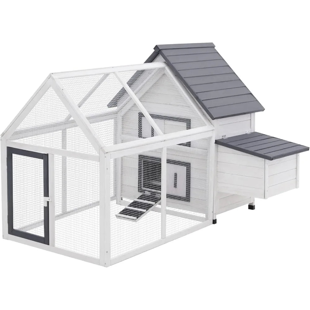 65 Inch Wooden Chicken Coop With Detachable Run Nesting Box