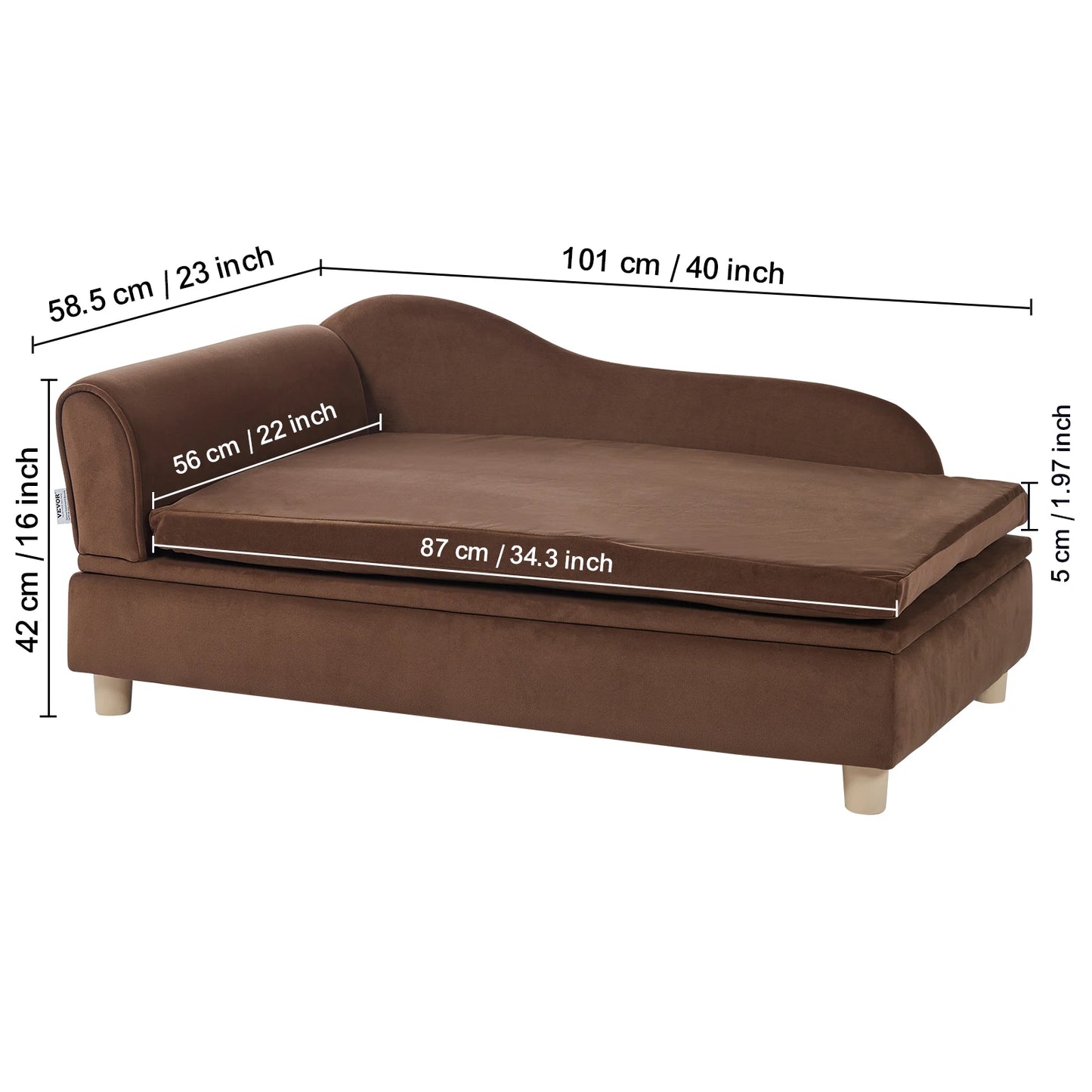 VEVOR Pet Sofa Dog Couch for Medium-Sized Dogs and Cats Soft Velvety Dog Sofa Bed for Living Room Bedroom Pet Store or Clinic