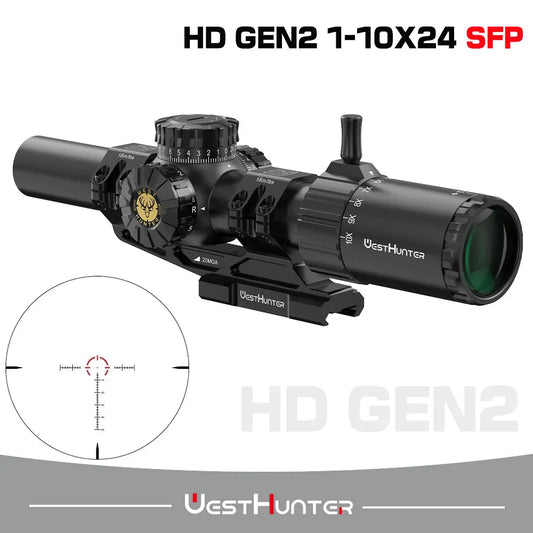 WestHunter HD GEN2 1-10X24 IR SFP LPVO Scope Wide Field of View Hunting Riflescopes Etched Glass Reticle Optical Sights