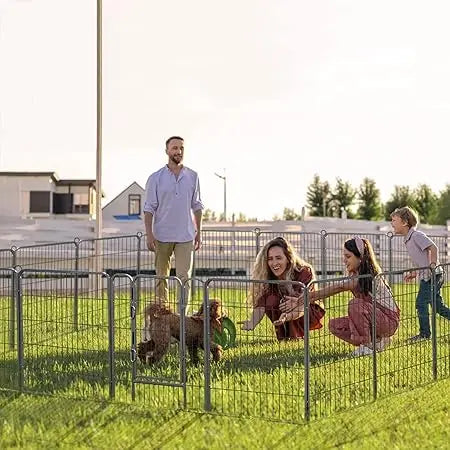 Foldable Metal Dog Playpen With Door Fence Outdoor Kennel