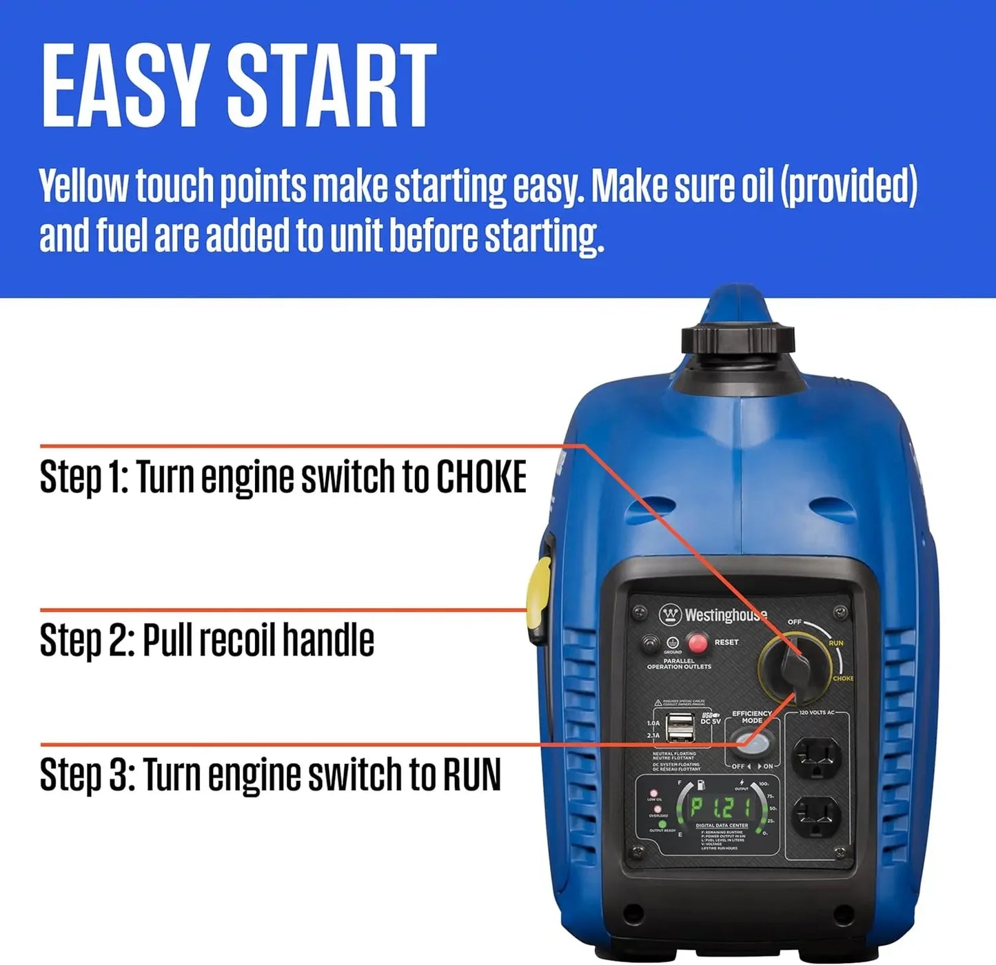 Outdoor Power Equipment 2800 Peak Watt Super Quiet Lightweight Portable Inverter Generator Gas Powered Parallel Capable Long Run Time