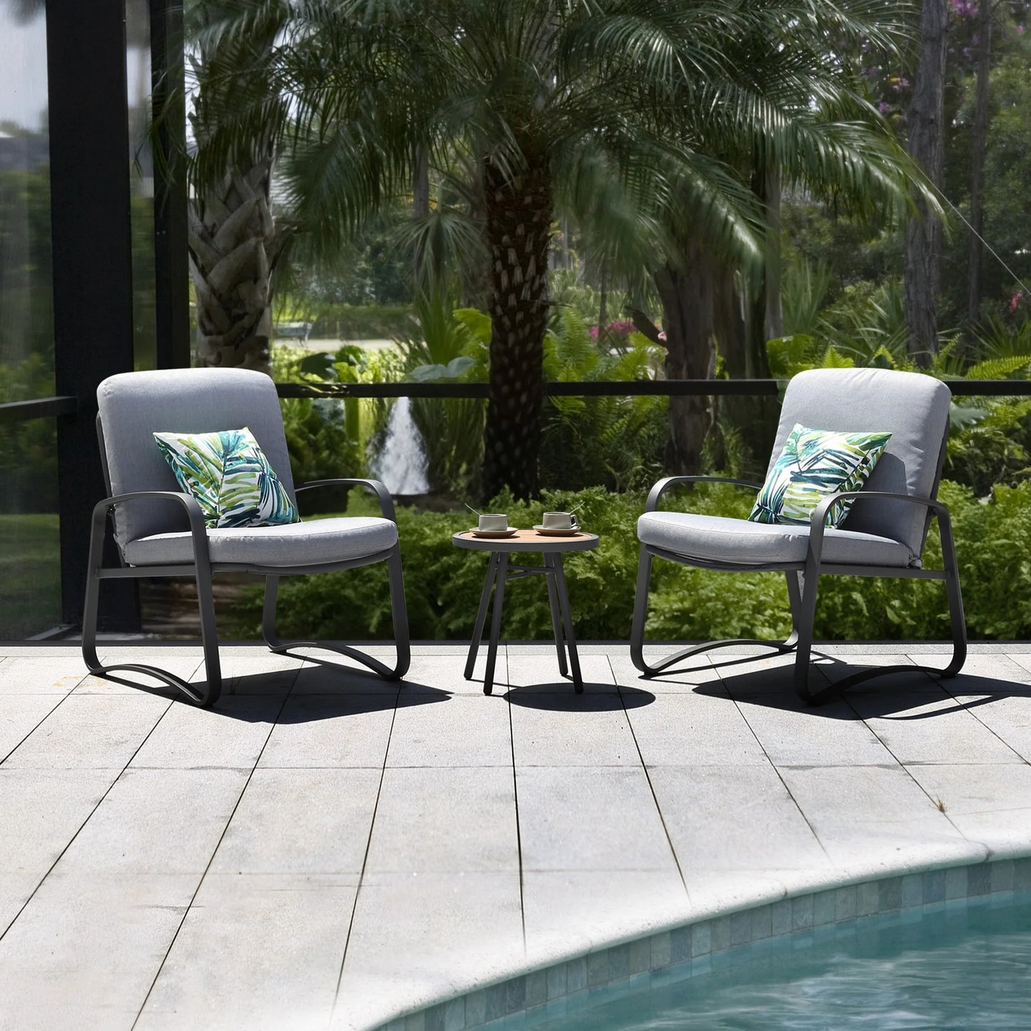 Naga Bahna Three Piece Rocking Bistro Set With Coffee Table