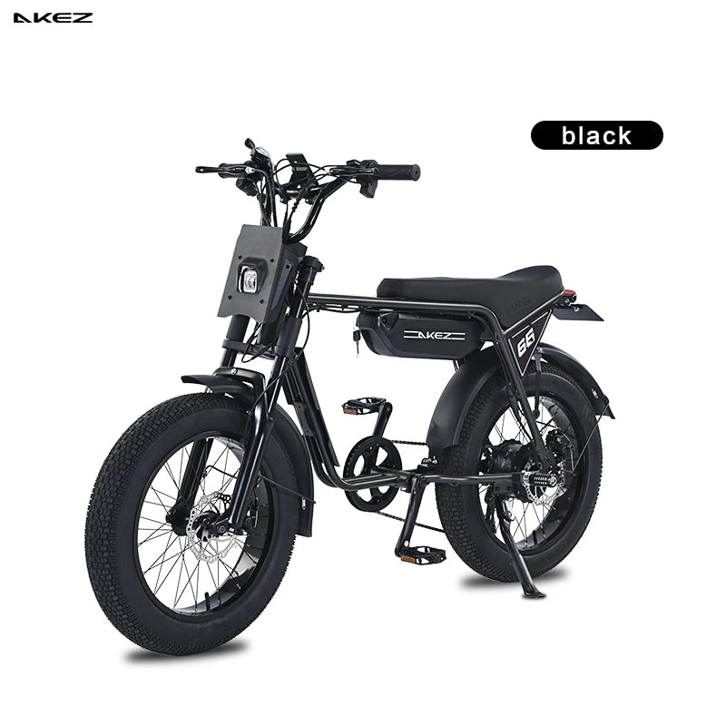 AKEZ 750W Retro Electric Bike With 48V 13Ah Battery Fat Tire For Adults Vintage Style