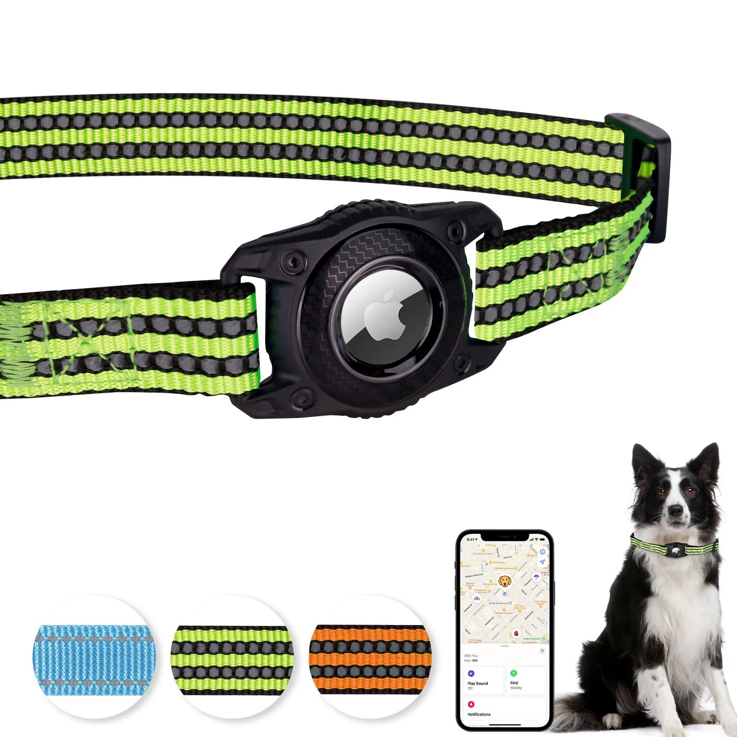 Dog Pet Reflective Duty Collar With GPS Box Waterproof Adjustable Accessories