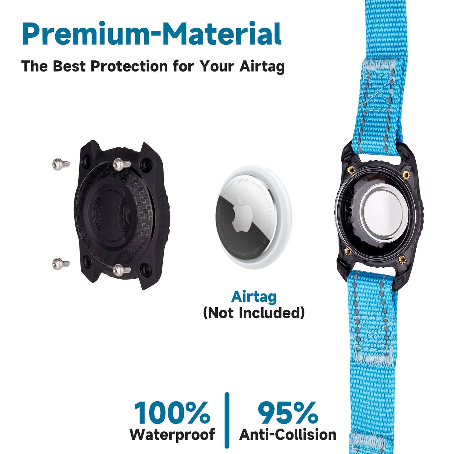 Dog Pet Reflective Duty Collar With GPS Box Waterproof Adjustable Accessories