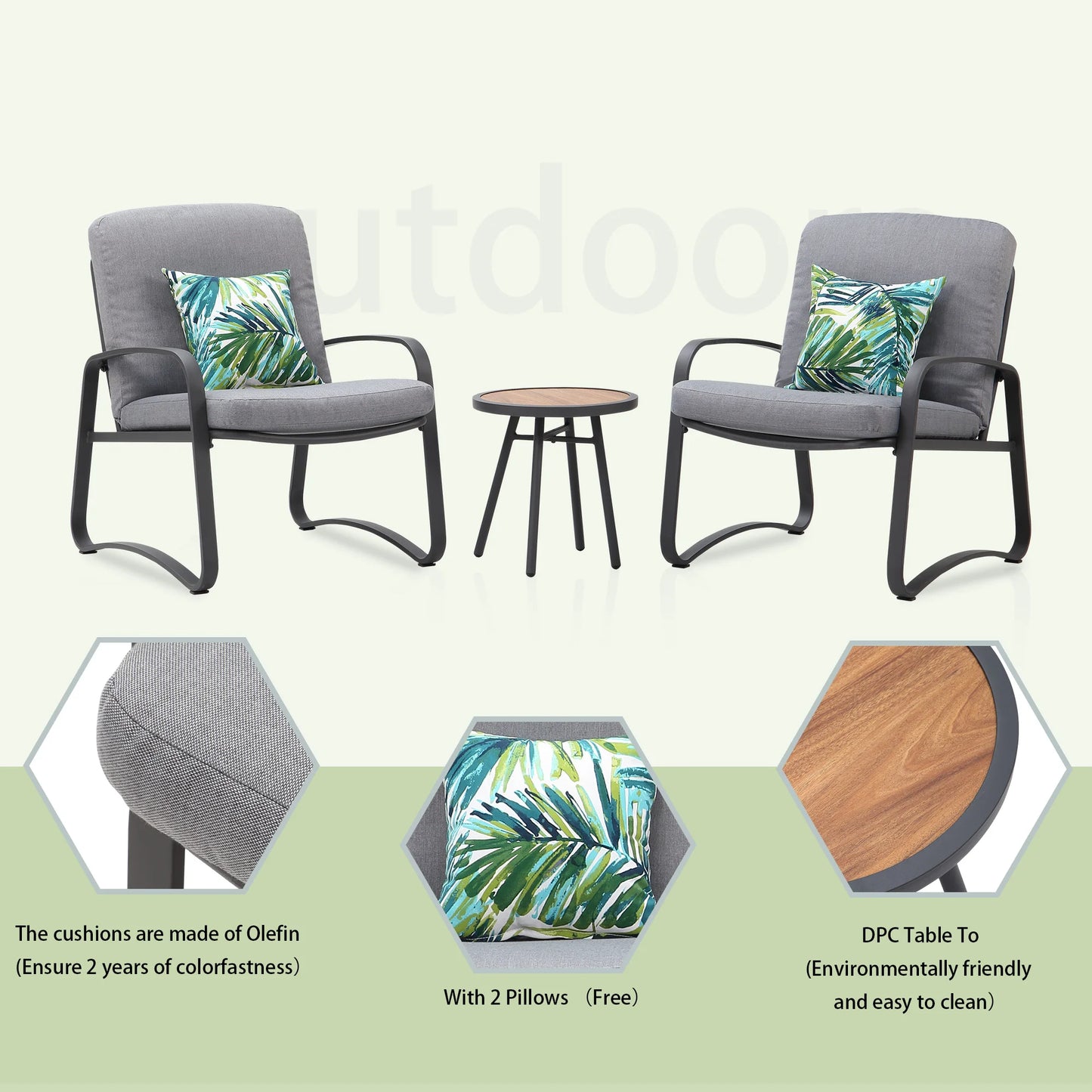 Naga Bahna Three Piece Rocking Bistro Set With Coffee Table