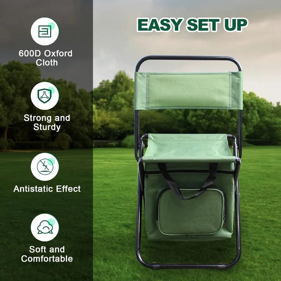 Fold Portable Foldable Fishing Chair With Cooler Bag And Backrest