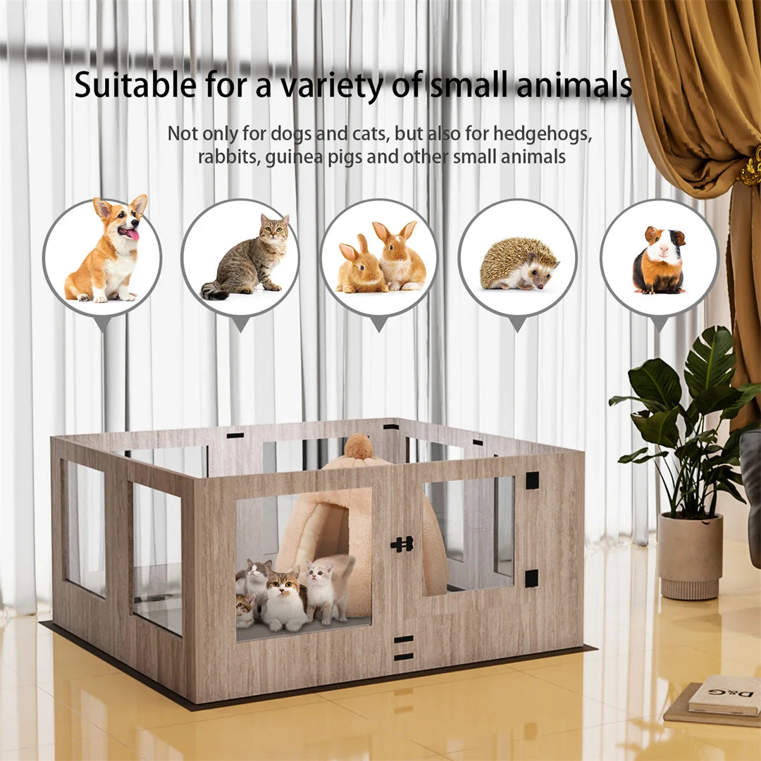 Tempered Glass Pet Whelping Box With Waterproof Pad