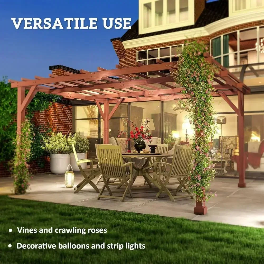 Wooden Pergola With Grape Trellis For Patio And Backyard