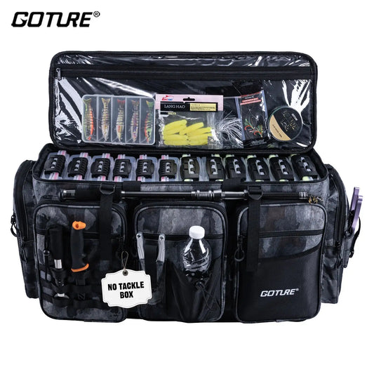 Goture Large Capacity Fishing Tackle Bag Waterproof EVA Hard Bottom