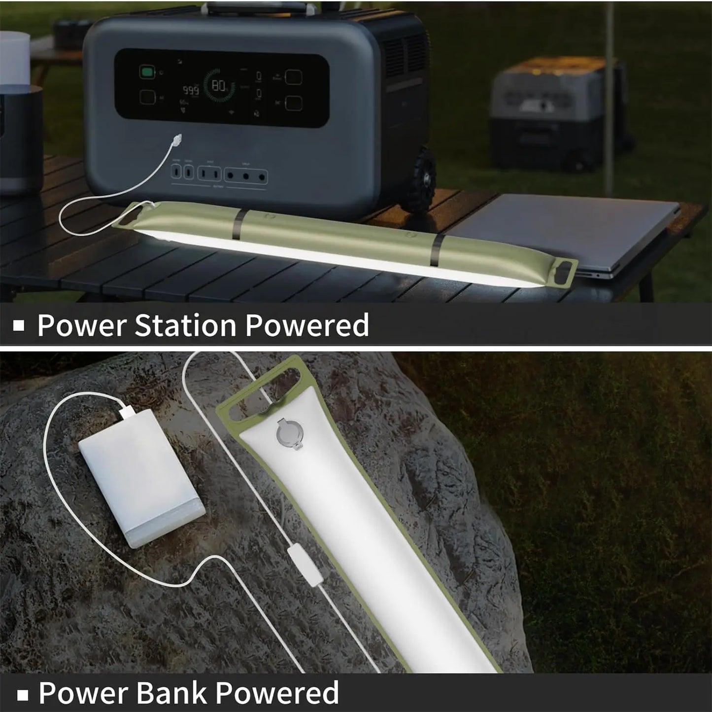 Corded Camping Tent Light Bar IP66 Waterproof Inflatable LED