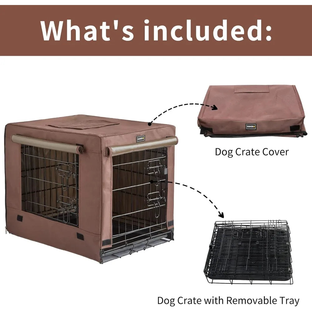 Dog Crates Kit for Small Dogs Indoor with Dog Crate Cover Double Door Dog Kennels and Houses for Puppies and Cats