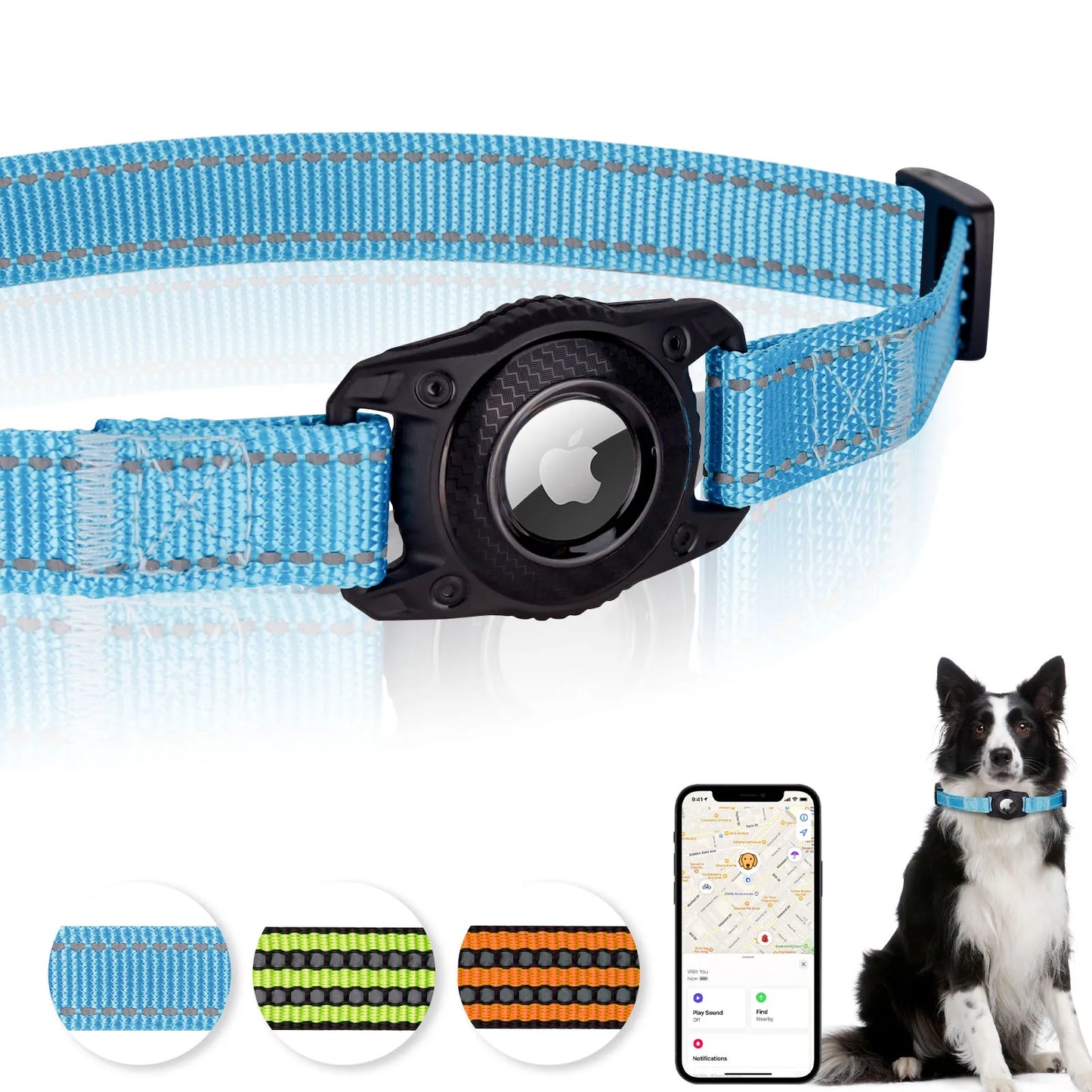 Dog Pet Reflective Duty Collar With GPS Box Waterproof Adjustable Accessories