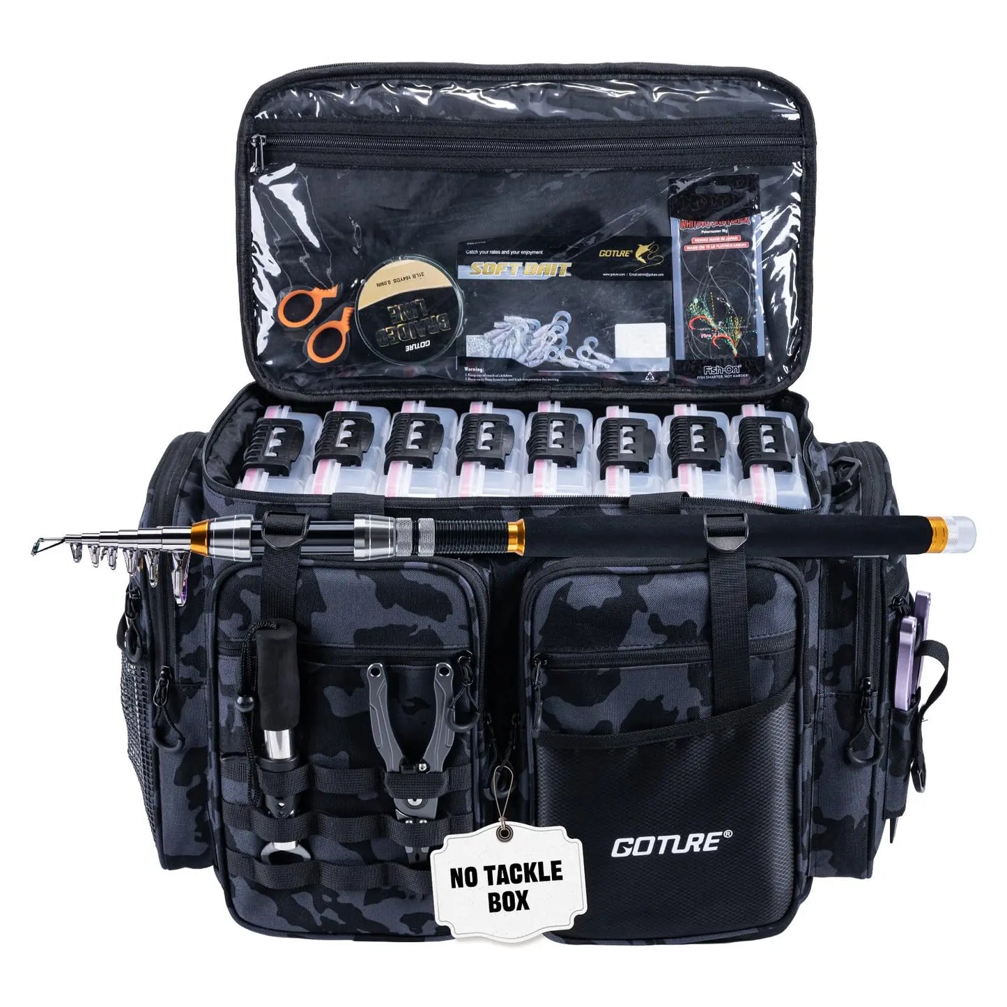 Goture Large Capacity Fishing Tackle Bag Waterproof EVA Hard Bottom