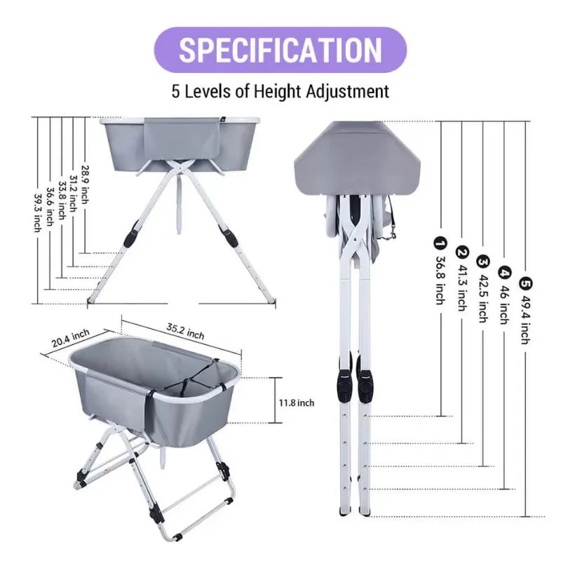 Elevated Dog Bath Tubs Foldable Pet Bathing Station Adjustable Ideal for Medium to Large Pets