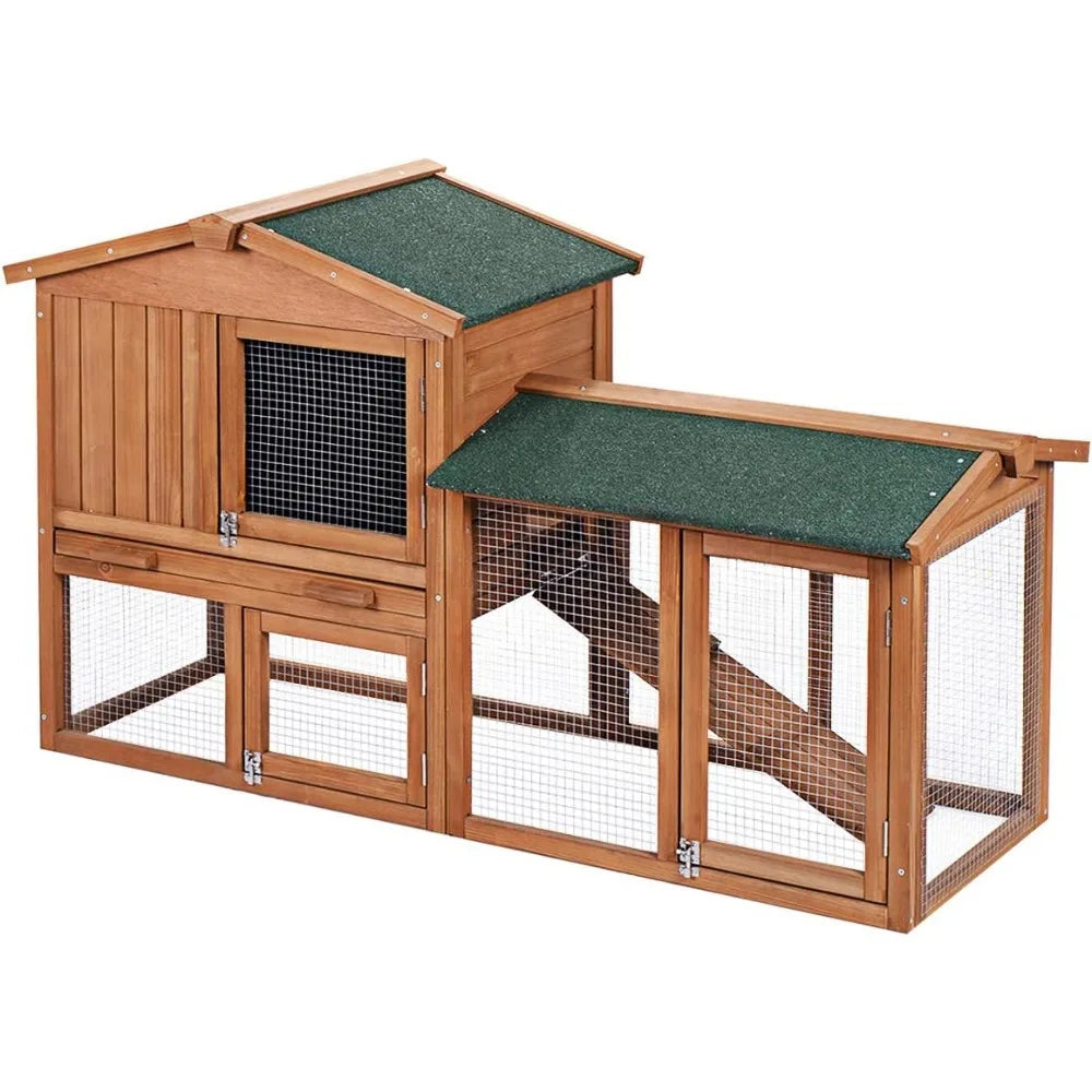 58 Inch Outdoor Rabbit Hutch Large Wooden Bunny Cage