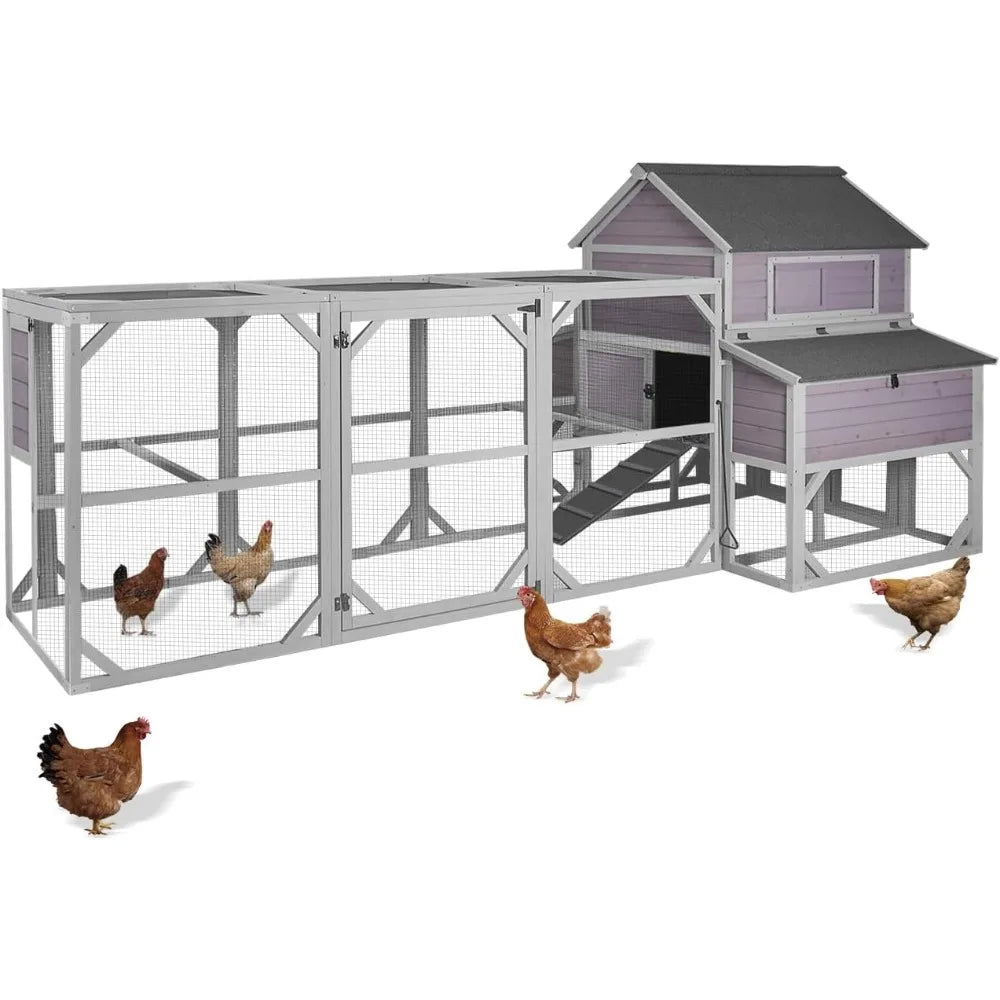 Large Chicken Coop With Run Wooden Hen House 6 Nesting Boxes