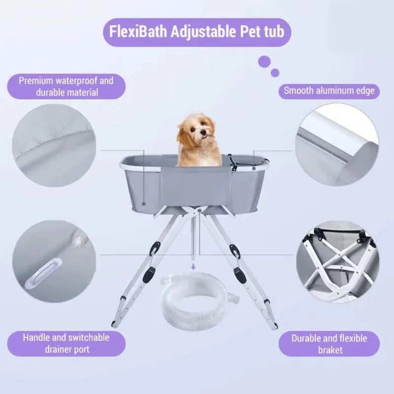 Elevated Dog Bath Tubs Foldable Pet Bathing Station Adjustable Ideal for Medium to Large Pets