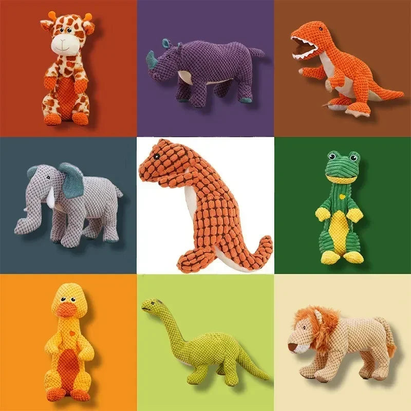 Squeaky Pet Toys for Medium Large Dogs Plush Puppy Chew Toys Animal Shape Accessories Lion Dinosaur