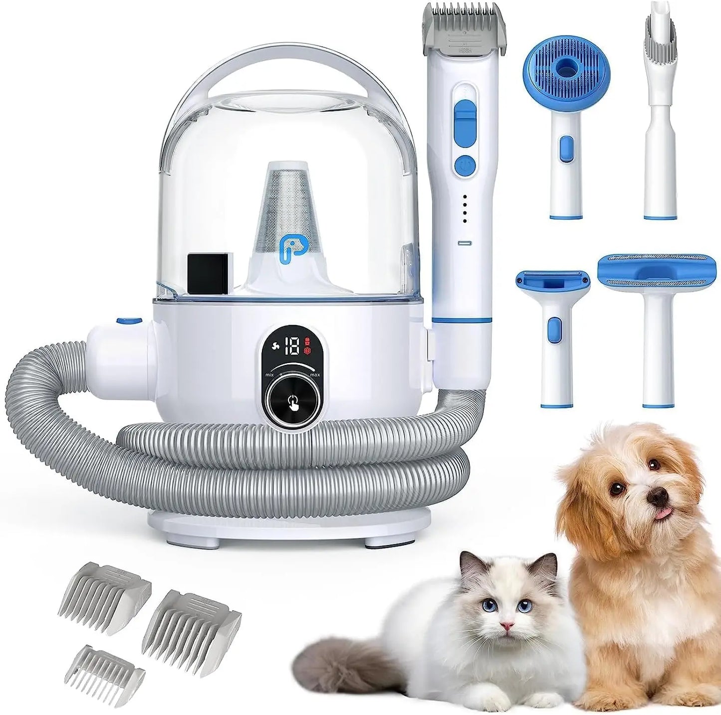 HiMISS 5-In-1 Pet Vacuum Grooming Kit For Dogs And Cats