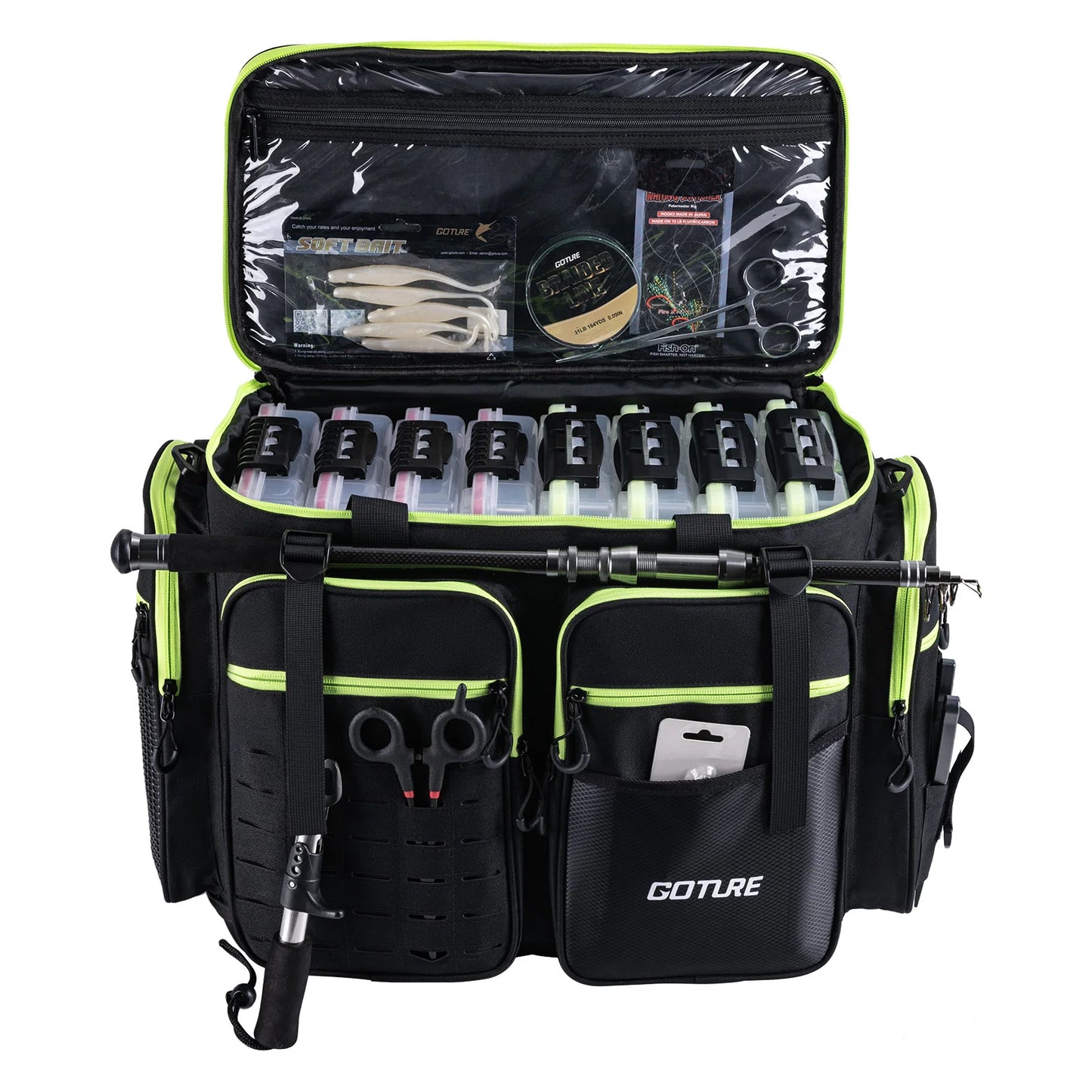 Goture Large Capacity Fishing Tackle Bag Waterproof EVA Hard Bottom
