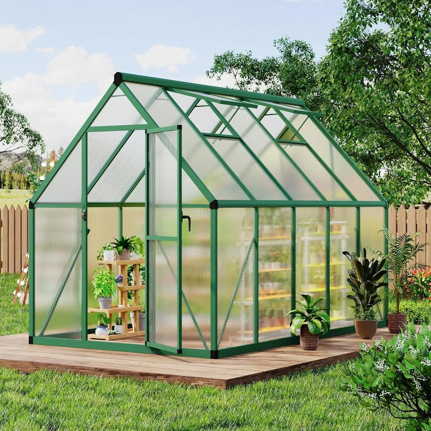 Walk-In Outdoor Greenhouse Kit With Lockable Door And Aluminum Frame
