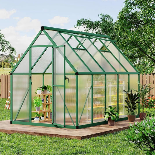 Walk-In Outdoor Greenhouse Kit With Lockable Door And Aluminum Frame