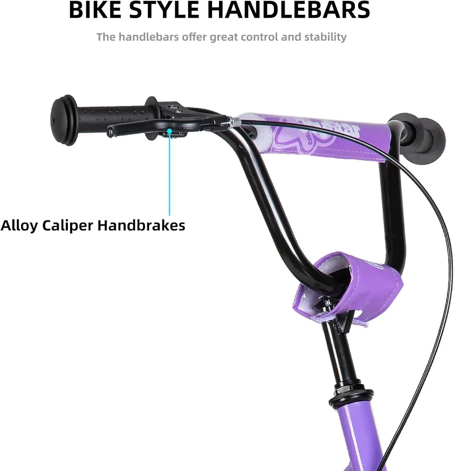 Adjustable Kids Scooter with 12" Inflatable Wheels and Rear Brakes for Ages 5+