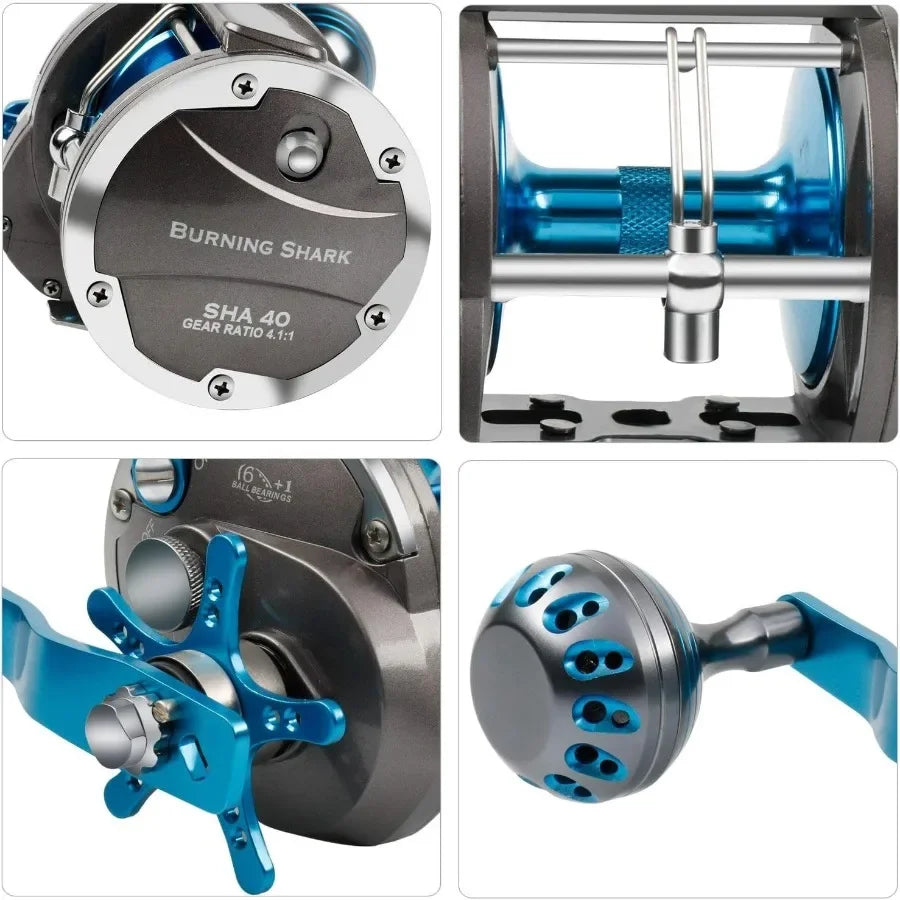 Trolling Saltwater Reel With Level Wind Drag System