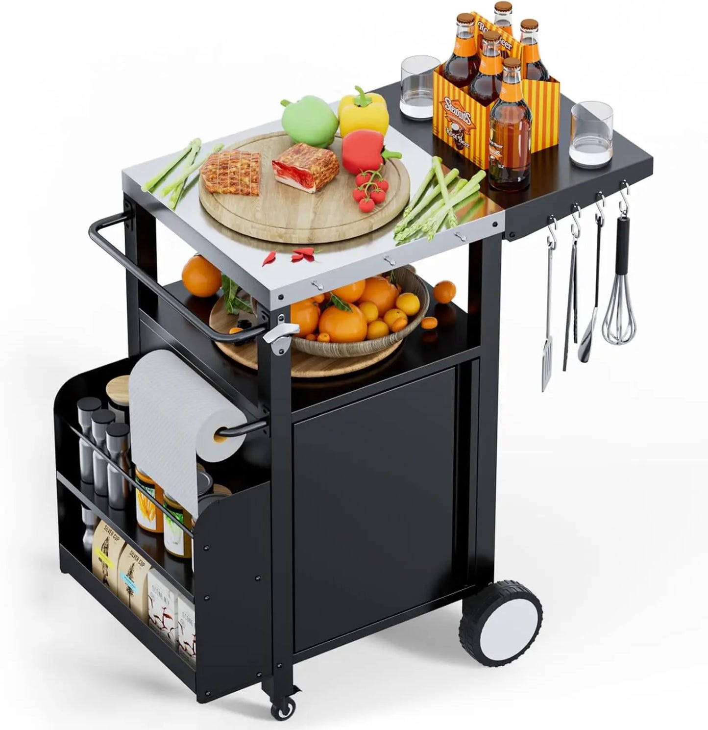 Outdoor Grill Cart With Storage And Movable Modular Design