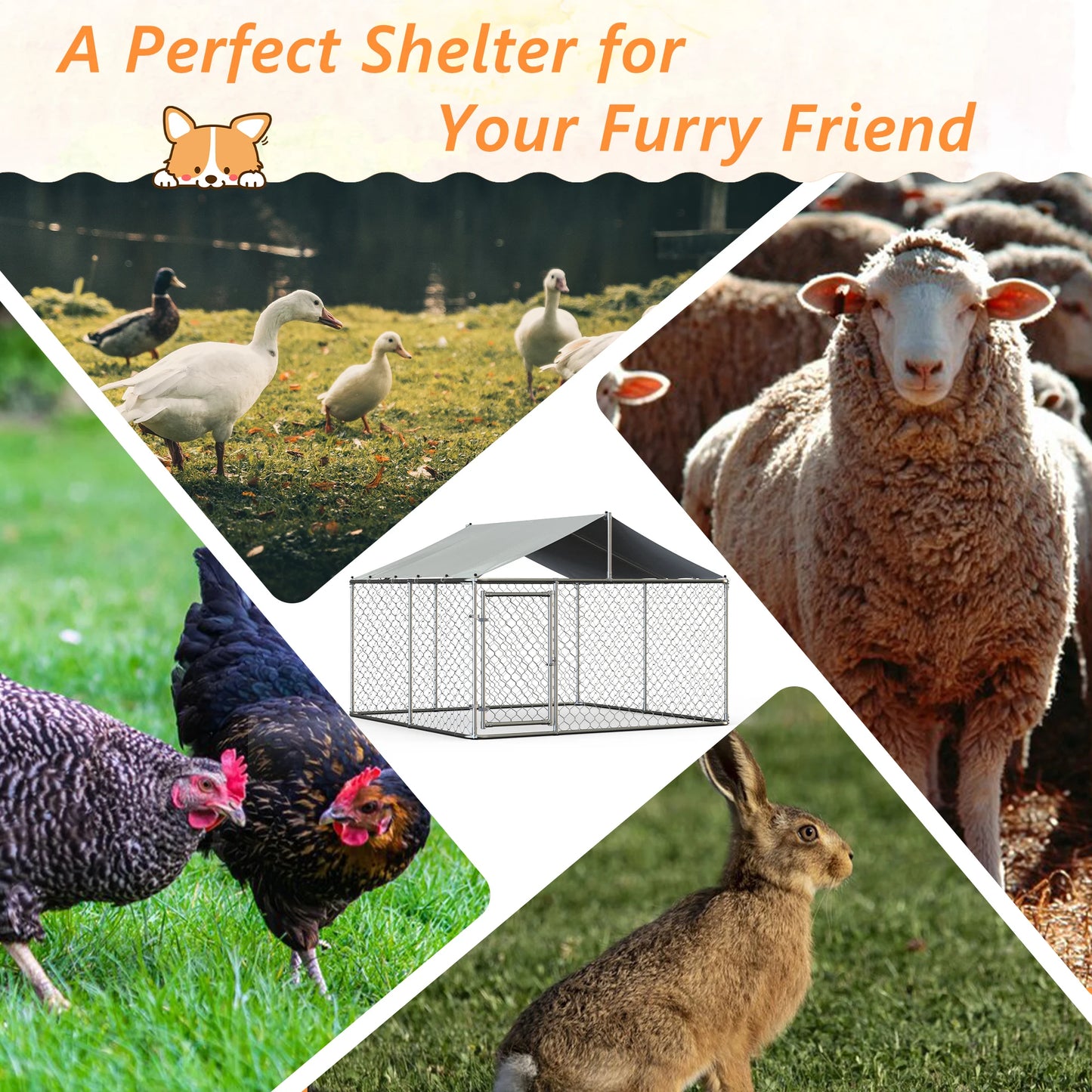 7.5x7.5 Feet Outdoor Dog Kennel Heavy Duty Shade Run