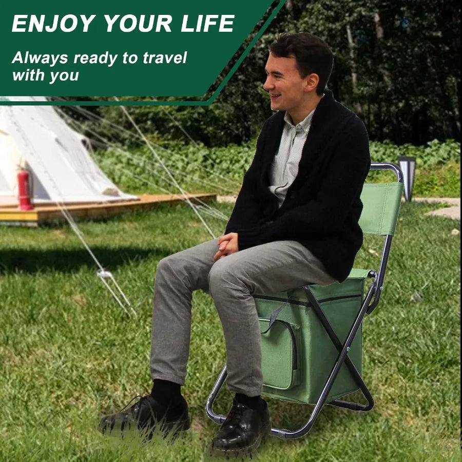 Fold Portable Foldable Fishing Chair With Cooler Bag And Backrest
