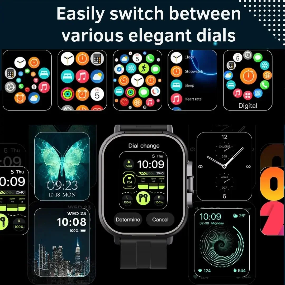 D8 2 Inch Smartwatch With Earbuds Multi Sport NFC Exercise Heart Rate Monitor For iPhone Android 2025