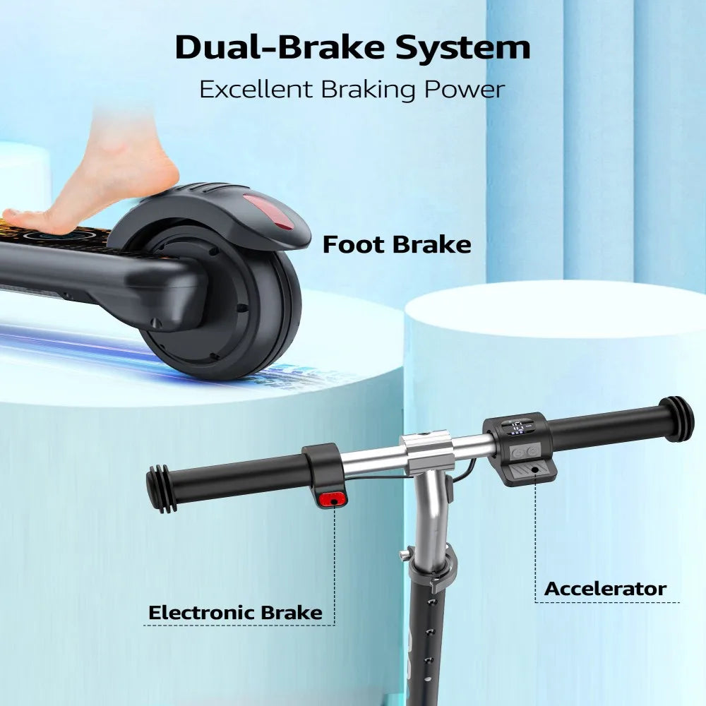 H30 Max Electric Scooter for Kids, LED Dispaly, 150W Powerful Motor, Dual Brake System, Adjustable Height and Speed.